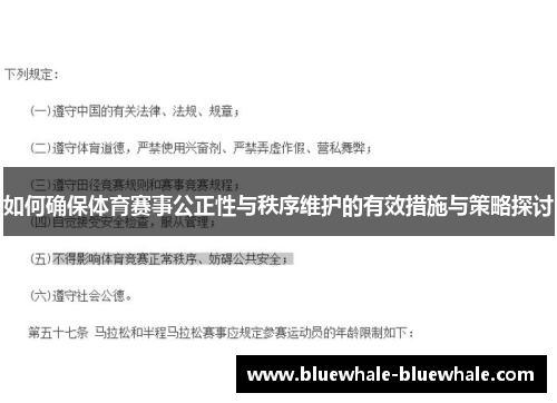 如何确保体育赛事公正性与秩序维护的有效措施与策略探讨