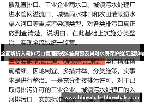 全面解析入河排污口管理新规实施背景及其对水质保护的深远影响